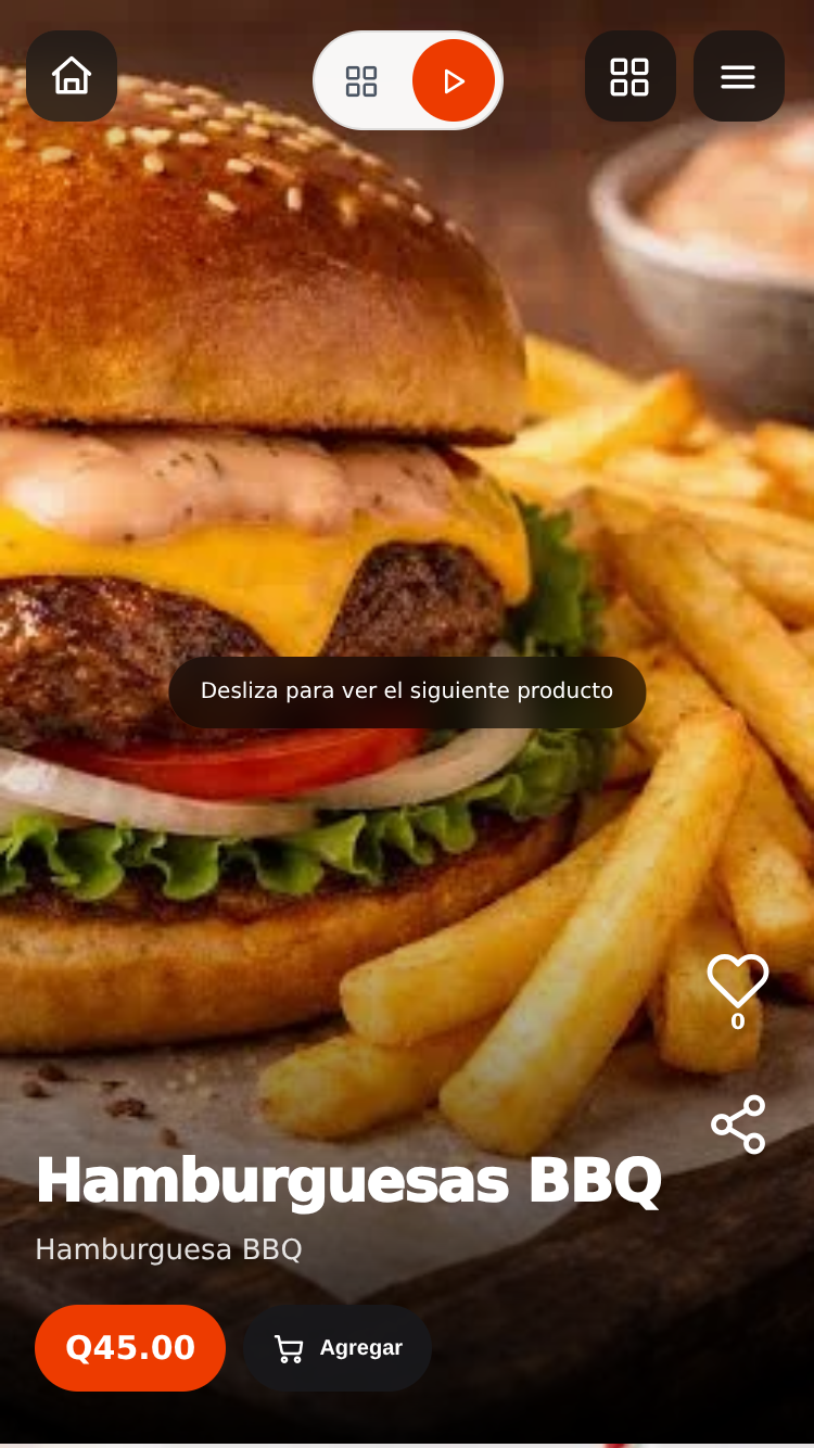 Ejemplo real de hamburguesa en la vista Reels de Quirseif